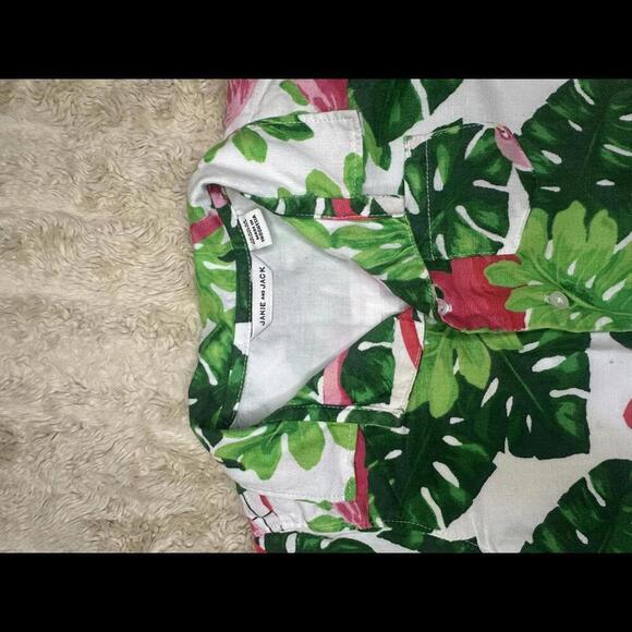 Janie & Jack bright tropical flamingo linen romper Size 18-24 months - Picture 2 of 8